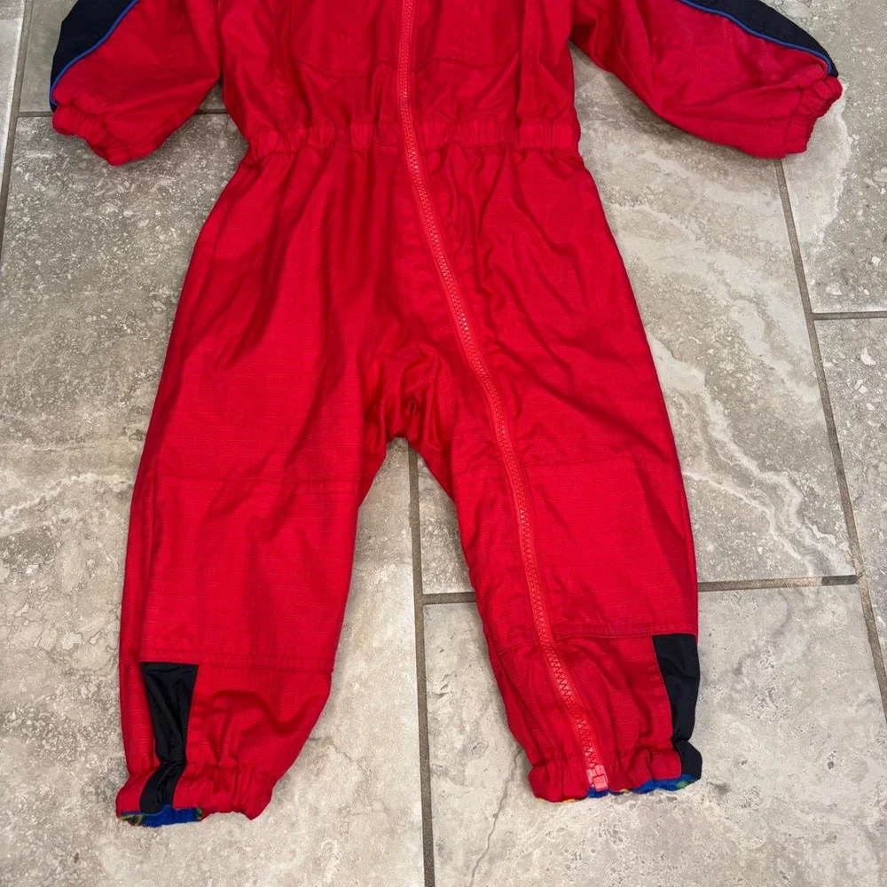 Columbia Tectonite Kids Snow Suit Red Black Fleece Lined One Piece‎ Bunting 3T